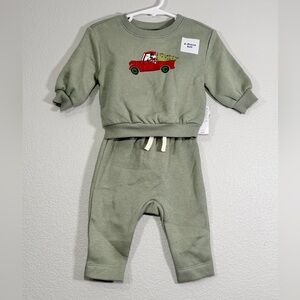 NWT Old Navy Mickey Mouse Matching Set Sweatshirt Pants Sage Green Baby Boy 3-6M